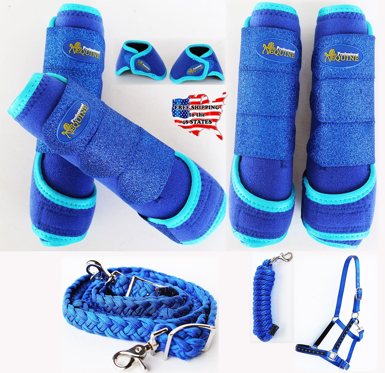 Horse 4PK Professional Equine Sports Medicine Splint Bell Boots Halter