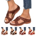 thumbnail image 1 of Pandaie Sandales à Petit Talon Compensé pour Femmes, Habillées, à Plateforme, à Bout Ouvert, Mules Confortables pour la Marche, Décontractées, à Enfiler, Chaussures d'Été, Rouge, 6, 1 of 9