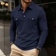 thumbnail image 6 of Yokua Men's Long Sleeve Shirt Casual Dress Button T-Shirt with Pockets Basic Lapel Sweatshirt, 6 of 7