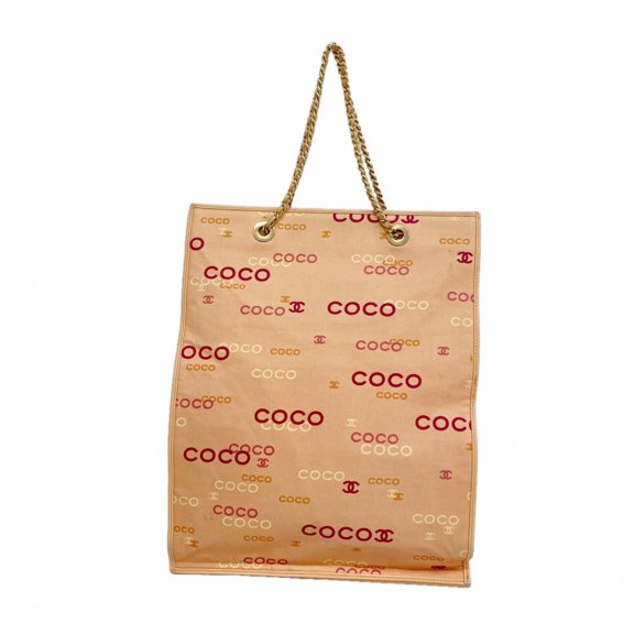 Pre-Owned Chanel Canvas Tote Bag, Pink and Orange, Women's, OP003184