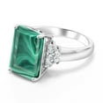 thumbnail image 3 of Gem Stone King 925 Sterling Silver Green Malachite Ring for Women (10.30 Cttw, Gemstone Birthstone, Emerald Cut 14X10MM, Available in Size 5, 6, 7, 8, 9), 3 of 5
