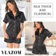 thumbnail image 2 of Pijama de satén suave para mujer, conjunto de dos piezas de seda, con botones y botones., 2 of 5