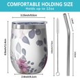 thumbnail image 5 of Floral 12oz Stainless Steel Insulated Wine Tumbler with Lid and Straw – Double Wall Vacuum Mug for Hot & Cold Drinks, 304 Steel Interior, Sweat-Free Design,Thanksgiving,Christmas, Spring,Flower, 5 of 5