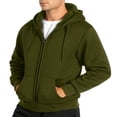thumbnail image 4 of SWISSWELL Hoodie Homme Zip Doublé Sherpa Hoodie Gris Zip Veste Douce Manteaux d'Hiver Rouge S, 4 of 8
