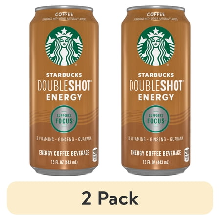 (2 pack) Starbucks Doubleshot Energy Coffee Energy Drink, 15 oz Can, Reduced Fat Milk
