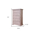 thumbnail image 3 of HomeRoots 524564 37 in. White Solid Wood Five Drawer Chest, 3 of 7