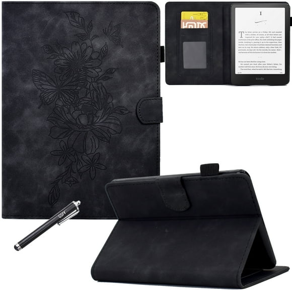 GSFY Case for Kindle Paperwhite 12th Gen 2024 Released (7") & Kindle Colorsoft Signature Edition, PU Leather Magnetic Closure Wallet Case with Card Slot Auto Sleep/Wake Feature, Black