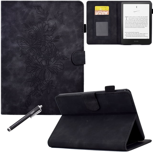 GSFY Case for Kindle Paperwhite 12th Gen 2024 Released (7") & Kindle Colorsoft Signature Edition, PU Leather Magnetic Closure Wallet Case with Card Slot Auto Sleep/Wake Feature, Black