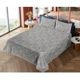 thumbnail image 4 of Floral Sheet Set, Petals and Leaf Swirly Branches of Spring Time Orderly Repeated Pattern, Fitted & Flat Sheet with Pillowcase Bedding Accent 3 Pcs Set, Twin, Warm Taupe Soft Blue, by Ambesonne, 4 of 5