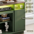 thumbnail image 2 of ANPOO 71" Fluted TV Stand for 75/80" TVs with LED Light and Power Outlet, Modern Entertainment Center with 2 Storage Cabinets & 6 Open Shelves, Wooden Media Console TV Stand for Living Room,Green, 2 of 9