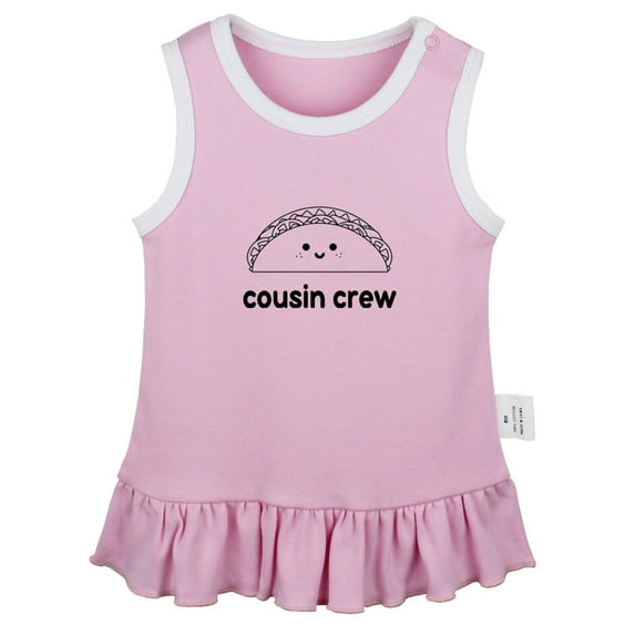 Tacos Image & Cousin Crew Funny Dresses For Baby, Newborn Babies Skirts, Infant Princess Dress, 0-24M Kids Graphic Clothes (Pink Sleeveless Dresses, 6-12 Months)
