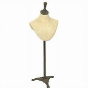 Saltoro Sherpi Bust with Metal Stand and Adjustable Height, Beige and Brown