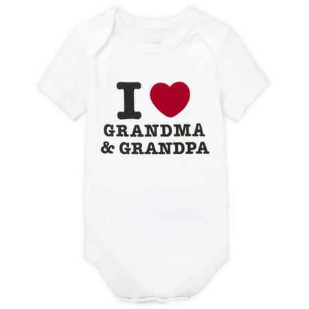 

The Children s Place Baby Single Short Sleeve 100% Cotton Bodysuits I Heart Grandma and Grandpa 18-24 Months