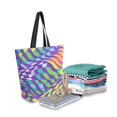 thumbnail image 2 of FORMRS Womens Canvas Tote Bag with Zipper Inner Pocket Shoulder Handbag, Green Wavy Pattern, 2 of 7