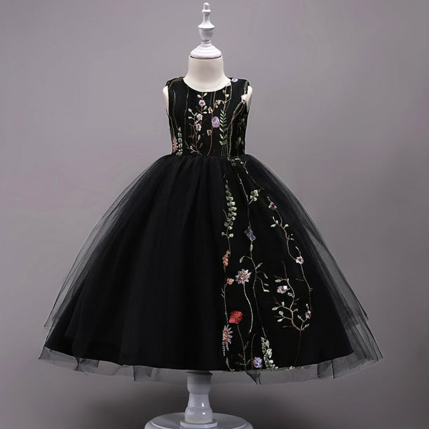 Formal adolescente niños vestido de noche para niñas niños traje bordado flor boda vestido de fiesta niña princesa vestidos 4-14Y4-5T (etiqueta 120) Gao Jinjia LED