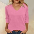 thumbnail image 2 of jjayotai Womens Summer Tops 3/4 Sleeve Casual Dressy Shirts V Neck Loose Fitted Blouses Business Work Tops, 2 of 6