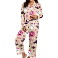 thumbnail image 2 of LIIPEE Womens Halloween Graphic Pajamas Long Sleeve Button Down Shirts And Pants Holiday Pajama Set Fall Sleepwear, 2 of 4