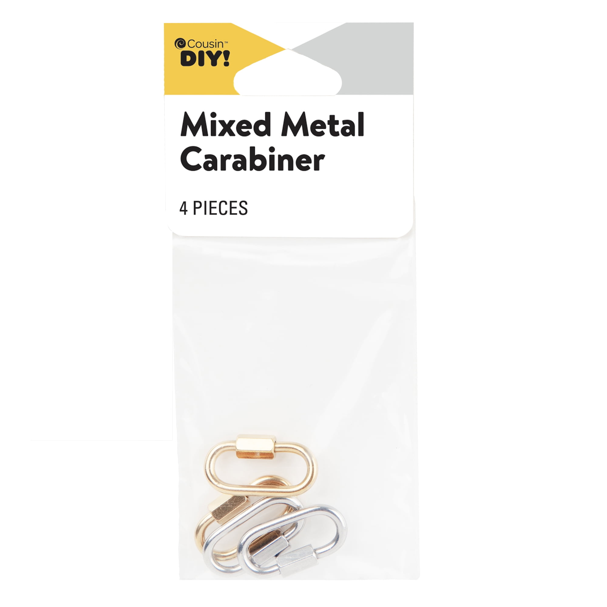 Cousin DIY 4 Piece Oval Carabiner Screw-Close Jewelry Clasp, Silver/Gold, Stainless Steel, Unisex