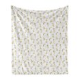 thumbnail image 1 of Monkey Soft Flannel Fleece Throw Blanket, Funny Animals with Swirling Tails Among Small Geometrical Shapes, Cozy Plush for Indoor and Outdoor Use, 50" x 70", Yellow Black and White, by Ambesonne, 1 of 6