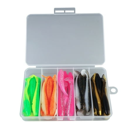 Manyache 25Pcs Soft Fishing Lures with Storage Box High Flexible Bite Resistant Worm Artificial Baits Simulation Bionic Swimbaits