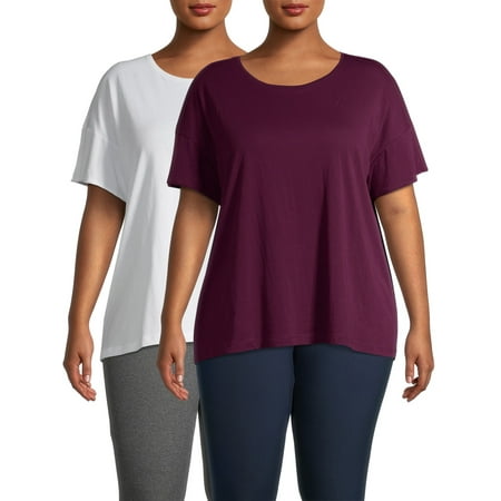Terra & Sky Women's Plus Size Relaxed Fit T-shirt, 2 Pack