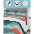 thumbnail image 3 of Twin Quilt Bedding Set, Teal Red Ocean Waves Reversible Summer Quilt 3 Pieces, Summer Beach Coastal Abstract Lightweight Bedspreads Coverlets with 2 Pillow Shams for All Seasons, 3 of 5