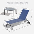 thumbnail image 2 of Blue Outdoor Chaise Lounge Set of 3 with Wheels, 5-Position Adjustable Backrest, Aluminum Pool Lounge Chairs for Patio, Beach, Garden, 2 of 5