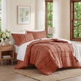 thumbnail image 3 of Regency Heights Twin/Twin XL Comforter Set, Boho 2-Piece Pintuck Stitching Dorm Bedding Set, Soft Washed Pleated Bed Sets with Pillow Sham, Burnt Orange, 3 of 11