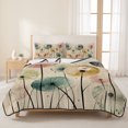3 Piece Summer Bed Quilt Set Queen Size,Spring Floral Watercolor ...