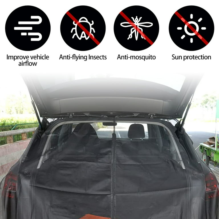 ATopoler Car Tailgate Mosquito Net Magnetic Car Tailgate Awning Nylon Rear  Windshield Sunshade Rear Tent Sunshade Screen Trunk Privacy Protection Mesh  Curtain with Two-way Zipper for SUV 