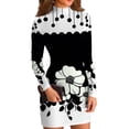 thumbnail image 2 of Women's High-Neck Casual Long Sleeve Vintage Floral Printed Slim-Fit Dress for Spring and Autumn Gatherings,Black,L, 2 of 6
