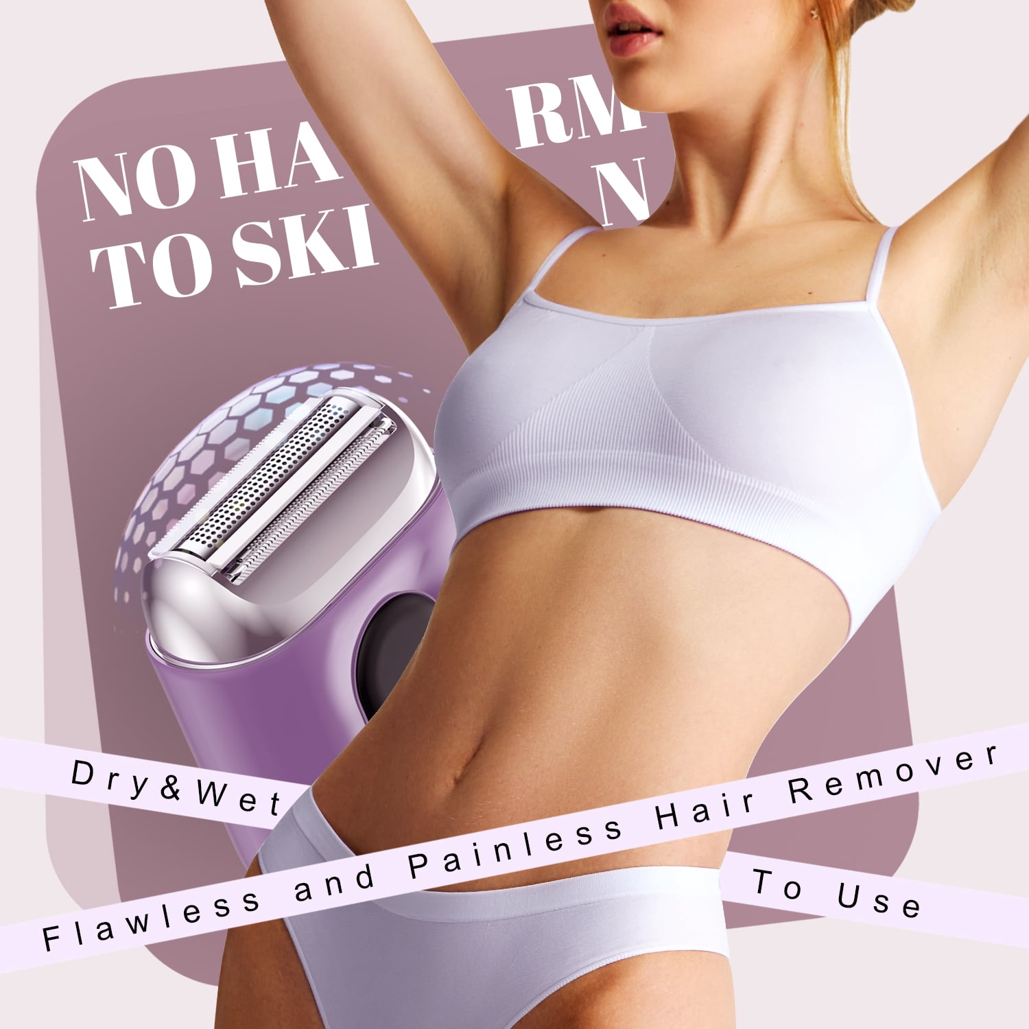 Nogroa Electric Razor for Women: Mini Electric Foil Shaver with IPX7 Waterproof Led Display - Rechargeable Bikini Trimmer - Cordless Portable Body Hair Trimmer for Underarm Leg Arm Face, Purple