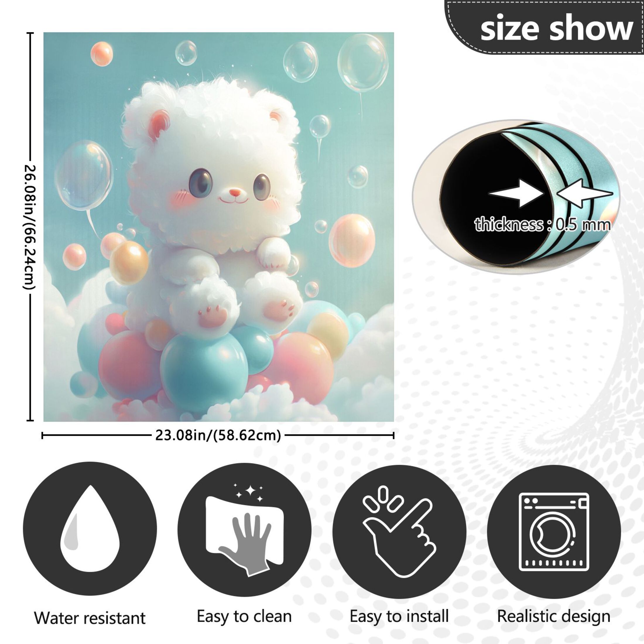 Dishwasher Magnetic Sticker 23x26 Inch Refrigerator Magnetic Sticker Washing Machine Magnetic Sticker Kitchen Panel Magnetic Sticker Home Decor A Cartoon Bear