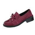thumbnail image 2 of Roncen Women's Vintage Suede Loafers - Round Toe Mid Heel Shoes with Bowknot Details, Chunky Platform Casual Dress Shoes for Women, Retro Fashion Slip-Ons, 2 of 8