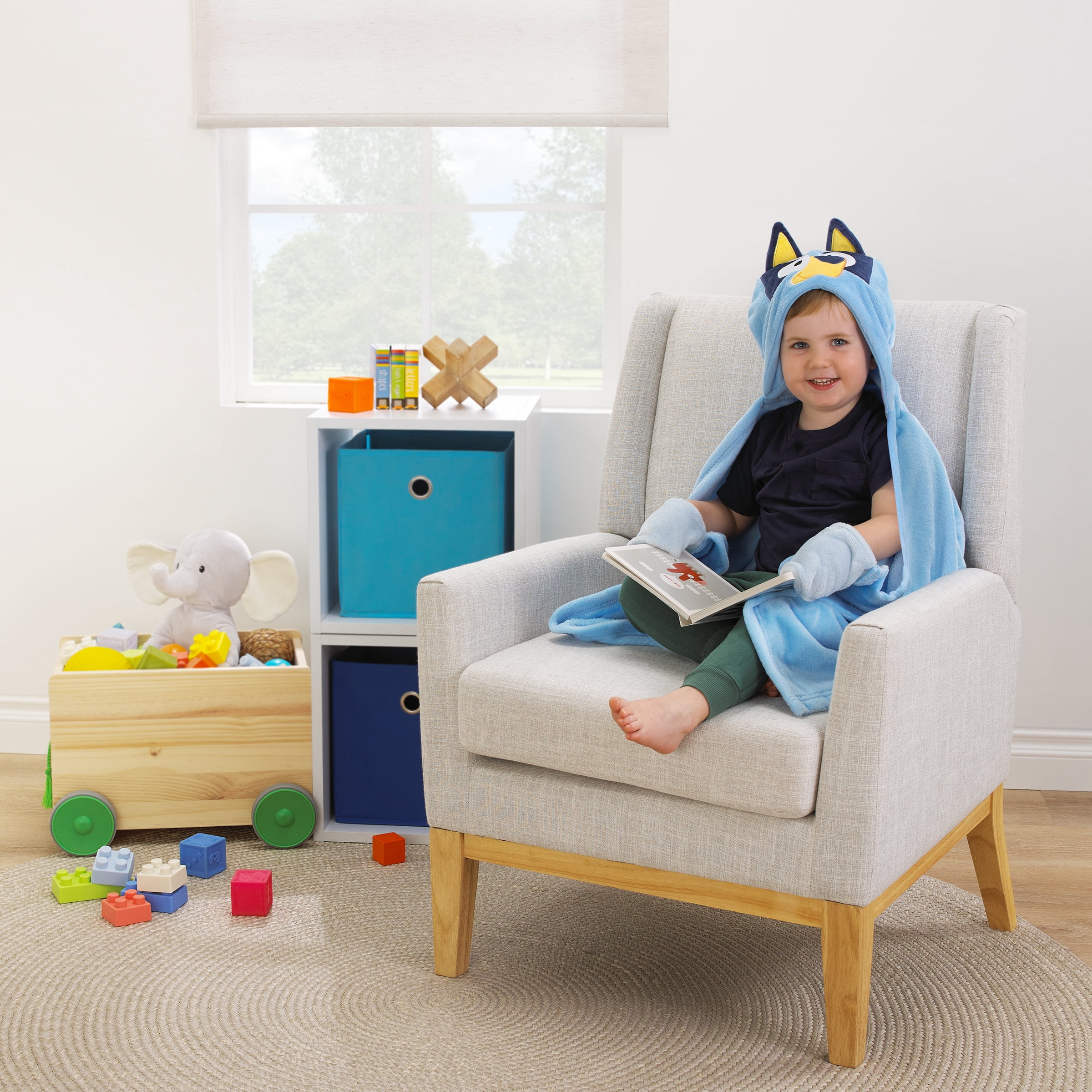 NoJo Bluey Hooded Toddler Blanket, Blue, Toddler Boy or Girl
