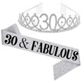 thumbnail image 2 of Women Glittering Rhinestone Letter Print Sash Tiara Set Birthday Party Supplies, 2 of 5