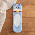 thumbnail image 2 of CUZIBR Socks For Women Winter Fuzzy Crew Socks Cute Cat Print Thickened Plush Warm Stockings Sleeping Homewear Comfy Dailywear,Blue,One Size, 2 of 3