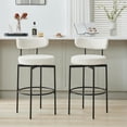 thumbnail image 3 of LAZZO Swivel Counter Height Bar Stools Set of 2, Boucle Sherpa White with Back, Metal Legs & Footrest,White, 3 of 7