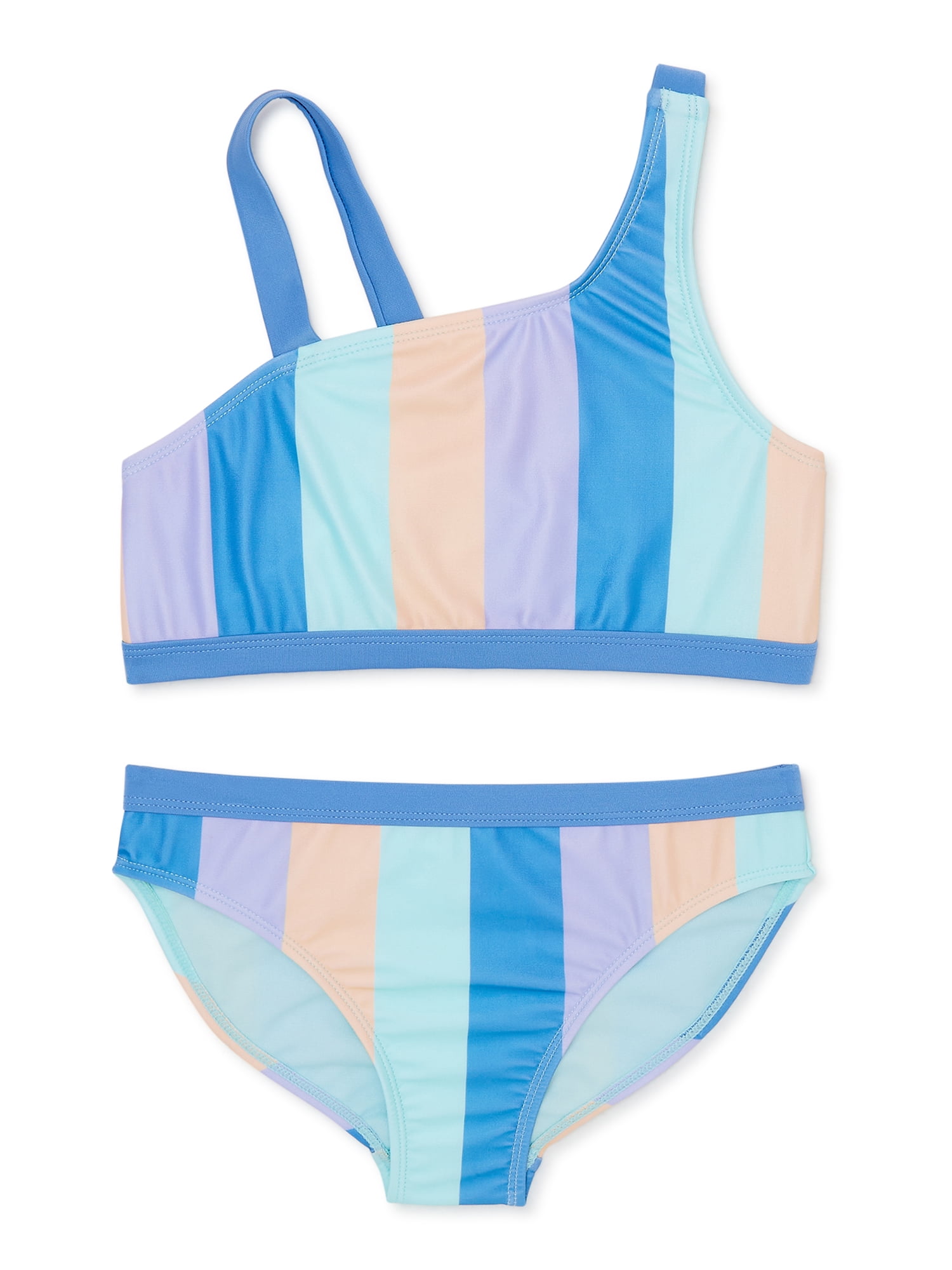 Wonder Nation Girls Stripe Bikini with UPF 50, 2-Piece, Sizes 4-18