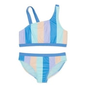 WONDER NATION EB Wonder Nation Girls Stripe Bikini with UPF 50, 2-Piece, Sizes 4-18