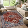 thumbnail image 4 of CAROMIO 5 x 7 Vintage Bohemian Distressed Rug Oriental Floral Printed Rug Boho Chenille Soft Floor Cover for Living Room Bedroom Non-Slip Low Pile Rug, Red/Blue, 4 of 5