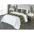 thumbnail image 3 of Exotic Bed Runner Set, Tropical Vibes Jungle Fruit with Flowers Delicate Petals Artwork, Decorative Bedding Scarf & 2 Pillow Shams for Hotels Homes, King, Soft Pink and Reseda Green, by Ambesonne, 3 of 3