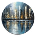 thumbnail image 3 of Designart "Skyscraper Abstract 3" City Metal Round Wall Decor, 3 of 5