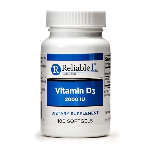 Reliable1 Vitamin D3 Softgels, 2000 IU, 100 Count