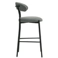 thumbnail image 4 of 26" Counter Height Stools Teddy Fabric Cover Kitchen Island Stool with Black Powder Coating Base and Footrest (Grey), 4 of 10