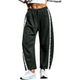 thumbnail image 2 of Women's Solid Lace Trim Barrel Leg Sweatpants High Waist Drawstring Casual Jogger Loungewear Pants With Side Pockets Soft Breathable for Home Gym Daily Wear, 2 of 9