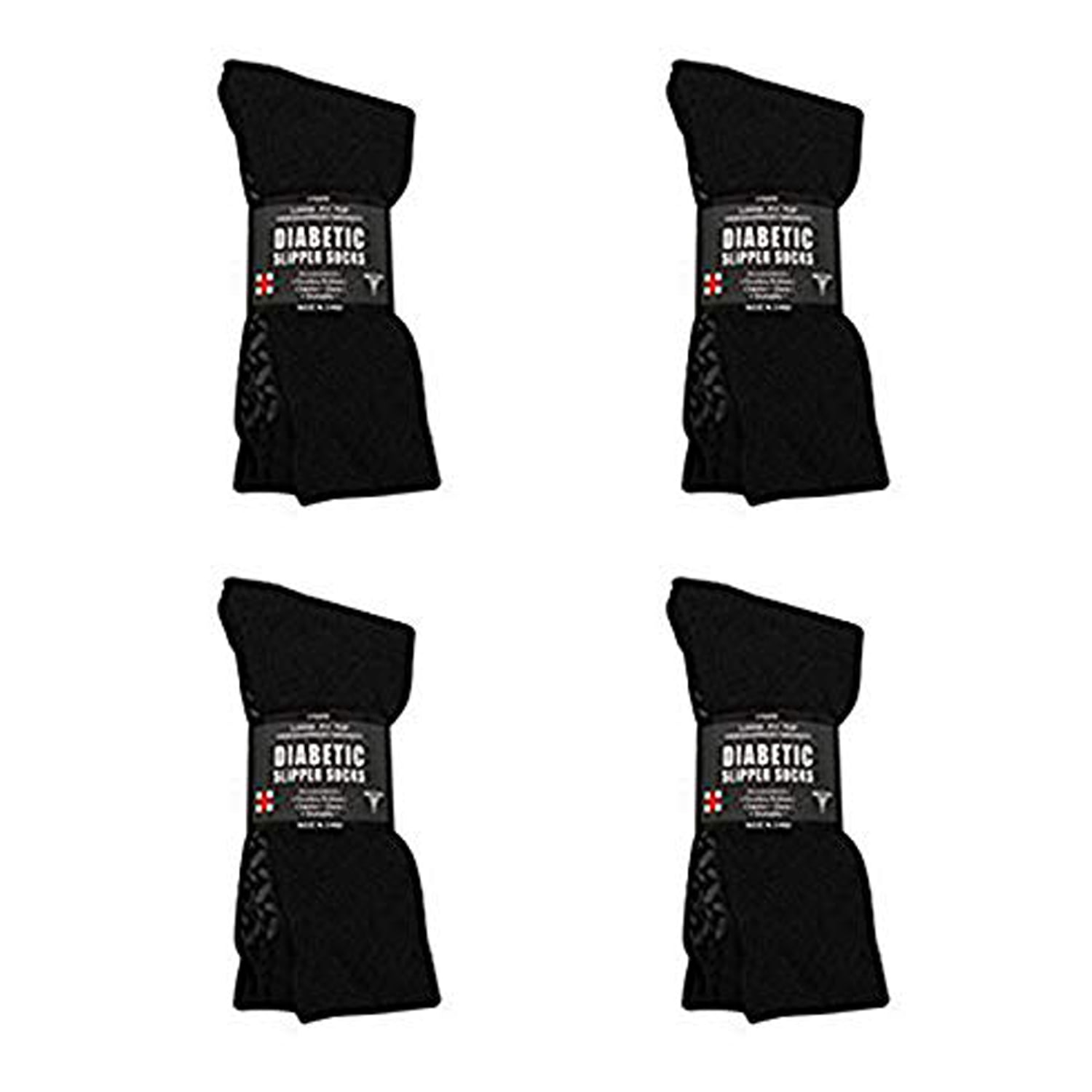 Diabetic Socks Men's Black Non Skid Hospital Loose Fitting Slipper