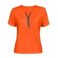 thumbnail image 3 of cocolona Womens Summer Trendy Tops V Neck Zipper Short Sleeve Shirts Dressy Casual Solid Color Blouses, 3 of 6