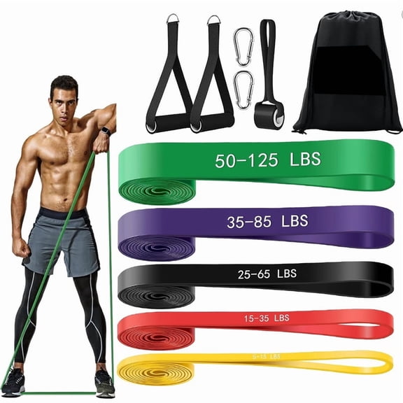 Pull Up Assistance Bands, 5-Level Resistance Bands for Working Out, Pull Up Bands for Men & Women, Exercise Bands for Full-Body Training, Fitness, Physical Therapy, Stretch Workout Bands at Home, Gym