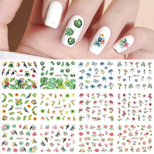 Kiplyki Wholesale Nail Watermark Sticker Gold Watercolor FlowerColor Nail Sticker 1PC
